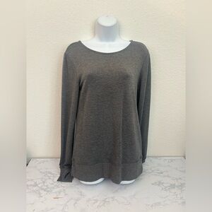 ideology Shirt Womens S Gray Long Sleeve Strap Back Stretchy Top Pullover